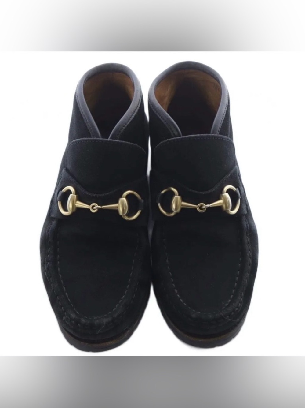 Gucci women Black Suede Horsebit Loafers ankle boots size 5 - Picture 2 of 8